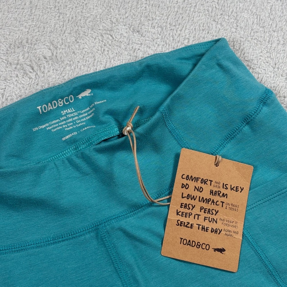 Toad&Co Terrane 7/8 Tight Curacao Teal Organic Cotton Ankle Leggings Yoga Small